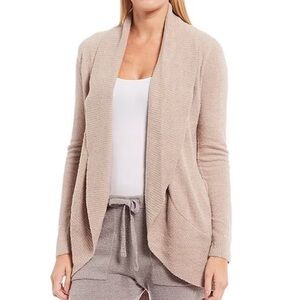 Barefoot Dreams Taupe Long Sleeve CozyChic Lite Circle Lounge Cardigan Sz M EUC